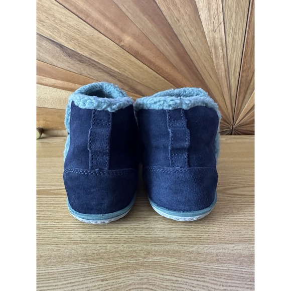 LL Bean Mountain Moc Slippers Women 8 M Blu Suede Sherpa Lined Comfort Boots EUC - Picture 6 of 8